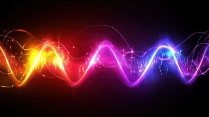 Poster - Vibrant Neon Waves Flowing Through Dark Space