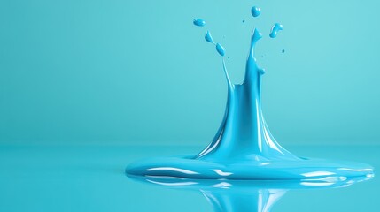 Poster - A stunning eruption of brilliant blue paint on a smooth aqua background, portraying a vivid sense of motion and fluidity that evokes feelings of creativity and liberation in art.