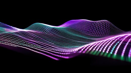 Poster - Abstract Purple And Teal Light Wave Pattern