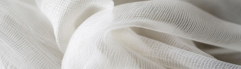 Poster - White Fabric Texture Soft Draped Mesh