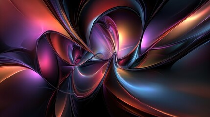 Poster - Abstract Swirling Forms in Vivid Hues of Purple Orange and Blue