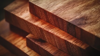 Poster - Stacked Wooden Boards Showing Rich Grain Texture