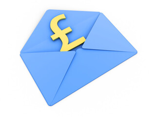 Poster - 3d illustration Pound Currency Symbol with envelop
