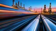 © diwek - Industry at Sunset: A Dynamic Railway and Pipeline Network