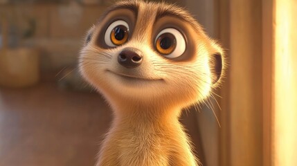 Poster - Animated meerkat character with big eyes and soft fur