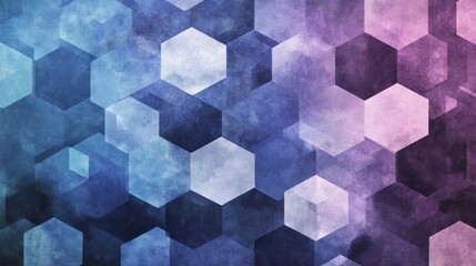 Poster - Abstract Hexagon Pattern in Shades of Blue and Purple