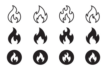 Aufkleber - Flame vector fire icon. Flame logo template and silhouette shape. Fire icon set on transparent background. Vector illustration eps 10