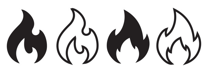 Aufkleber - Flame vector fire icon. Flame logo template and silhouette shape. Fire icon set on transparent background. Vector illustration eps 10