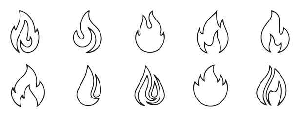 Aufkleber - Flame vector fire icon. Flame logo template and silhouette shape. Fire icon set on transparent background. Vector illustration eps 10