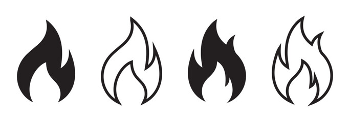 Aufkleber - Flame vector fire icon. Flame logo template and silhouette shape. Fire icon set on transparent background. Vector illustration eps 10