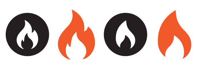 Aufkleber - Flame vector fire icon. Flame logo template and silhouette shape. Fire icon set on transparent background. Vector illustration eps 10