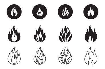 Aufkleber - Fire flame icon vector design symbol. Set of fire icons. Flame design of different shapes. Vector illustration eps 10
