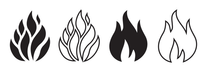 Aufkleber - Fire flame icon vector design symbol. Set of fire icons. Flame design of different shapes. Vector illustration eps 10