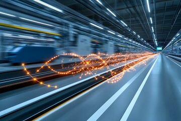 Poster - Automated guided vehicle transporting goods through a modern factory