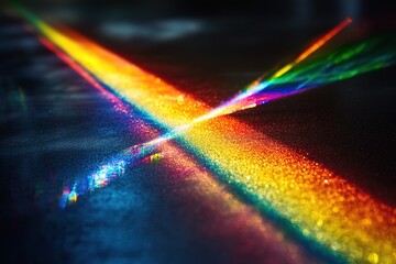 Ethereal Light Prisms: Abstract Diffraction Patterns on a Deep Black Background. Perfect for science, technology, design, and artistic projects. Stunning visual effects, vibrant colors, and           