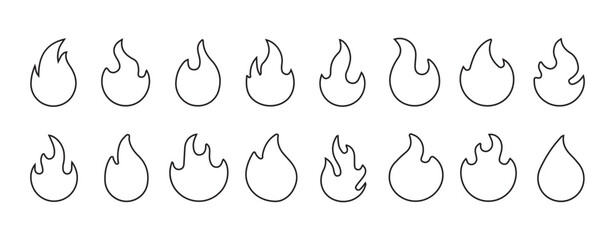 Aufkleber - Fire flame icon collection on transparent background. Vector illustration eps 10