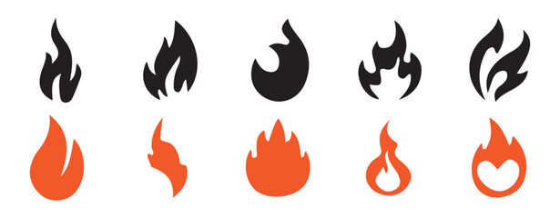 Aufkleber - Fire flame icon vector design symbol. Fire icon set on transparent background. Vector illustration eps 10
