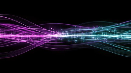 Poster - Abstract Purple And Teal Light Wave Pattern