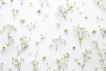 Canvas Print - A close-up shot of a bouquet of white flowers arranged on a white surface