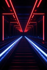 Sticker - Neon tunnel with long perspective for virtual reality and modern abstract use