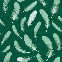  Green Teal Feather Pattern