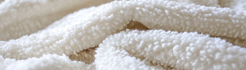 Aufkleber - Close up on a plush white blanket with fluffy texture