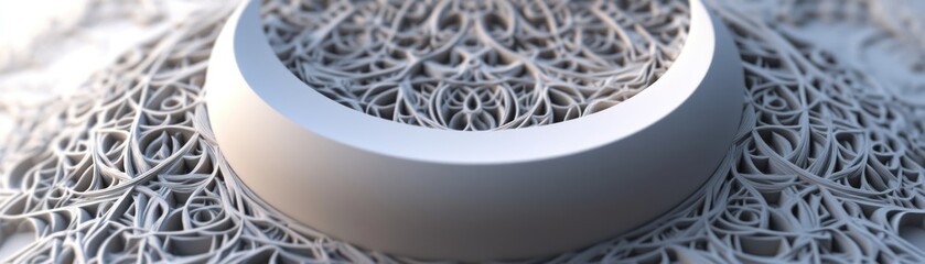 Poster - Abstract White Intricate Circular Design Sculpture