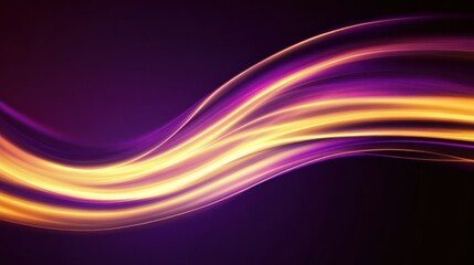Poster - Abstract Golden Purple Wave Light Flow Design