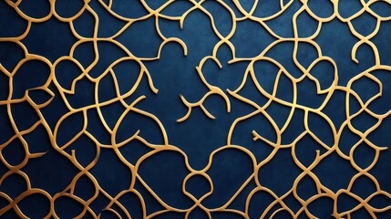 Poster - Abstract Gold Pattern on Dark Blue Background