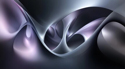 Poster - Abstract Silver Gray and Purple Swirling Forms