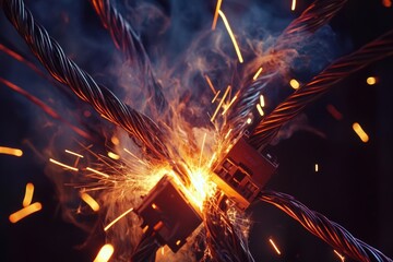 Wall Mural - a close-up shot of a firework exploding in the air, surrounded by bright sparks