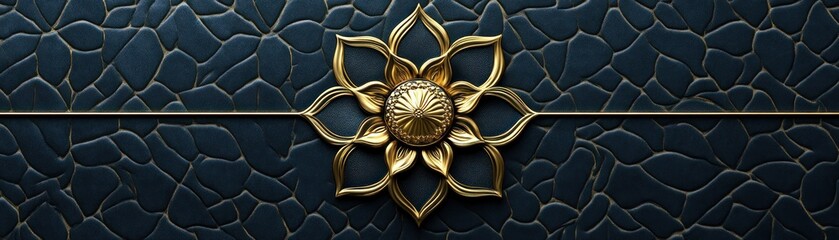 Aufkleber - Gold Floral Ornament on Dark Textured Background