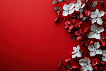 Aufkleber - Colorful floral arrangement with red background suitable for various artistic uses and design projects