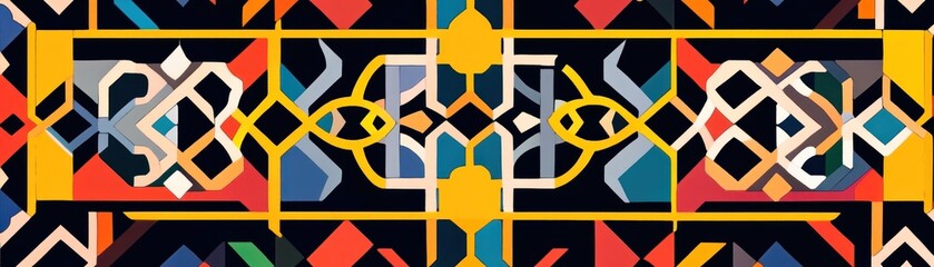 Aufkleber - Geometric abstraction featuring symmetrical shapes and vibrant color palette