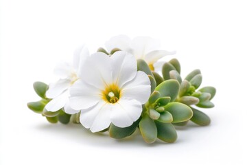 Wall Mural - Fresh white flowers arranged neatly on a white surface