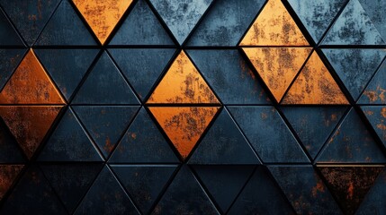 Poster - Abstract Metallic Triangle Pattern Wall Design
