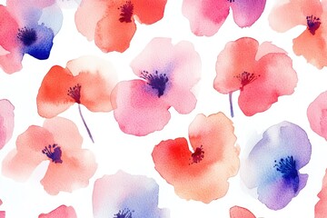 Canvas Print - Watercolor painting of various flowers on a white background, ideal for use in branding, advertising, and editorial content