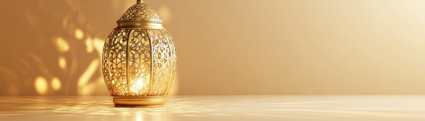Aufkleber - Ornate Golden Lantern Illuminates Soft Background