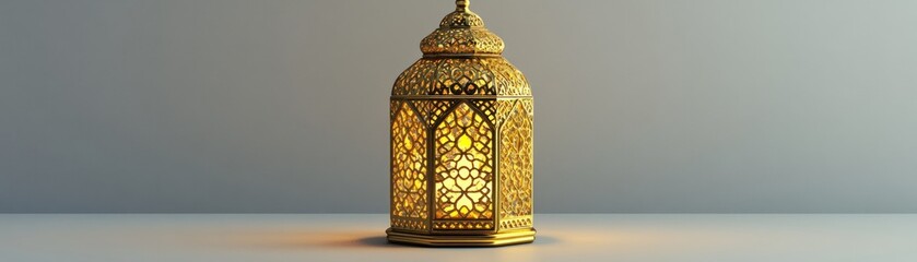Aufkleber - Illuminated Golden Lantern With Intricate Design