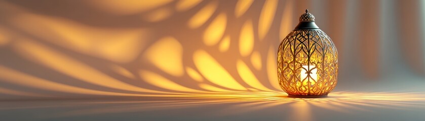 Poster - Ornate lantern emits warm light casting intricate shadows nearby
