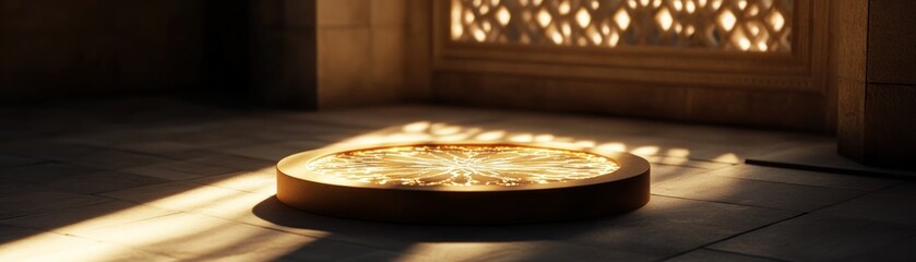 Aufkleber - Golden Circular Ornament Illuminated In Sunlit Room