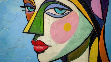 Poster - Abstract colorful portrait of a woman in profile view
