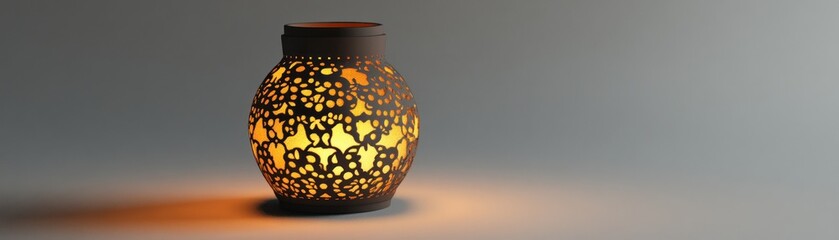 Poster - Illuminated Ornate Lamp Illuminates A Simple Background