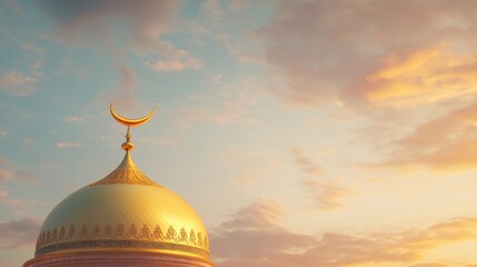 Poster - Golden Mosque Dome Underneath a Serene Sunset Sky