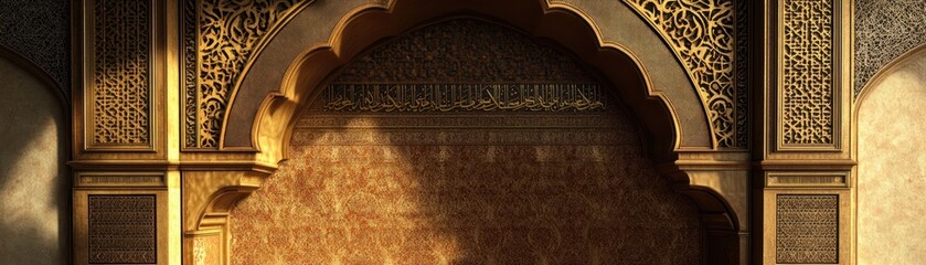 Poster - Intricate islamic archway showcasing ornate detail and golden embellishments