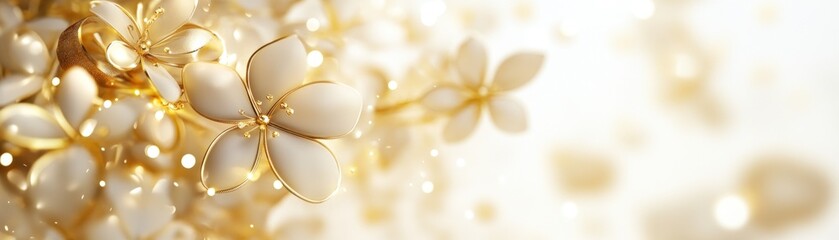 Poster - Elegant Gold And White Floral Design Background
