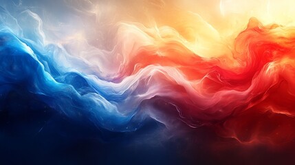 Wall Mural - Abstract Smoke Flow Dynamic Swirls of Blue, Red, and Gold - Fluid Art Background for Design, Motion Graphics, and Creative Projects