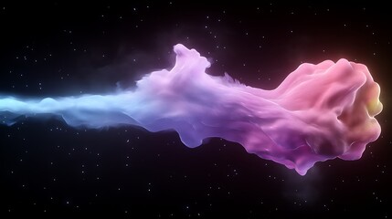 Poster - Abstract Cosmic Nebula: Glowing Pink and Blue Cloud Formation in Space