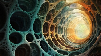 Poster - Abstract Fractal Art Showing a Colorful Tunnel