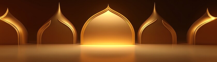 Aufkleber - Golden Architectural Arches Elegant Design Background